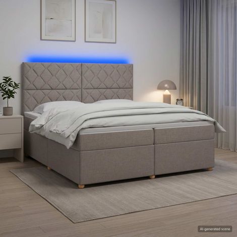 vidaXL Lit boxspring avec matelas Taupe 200 x 200 cm Tissu (1/5)