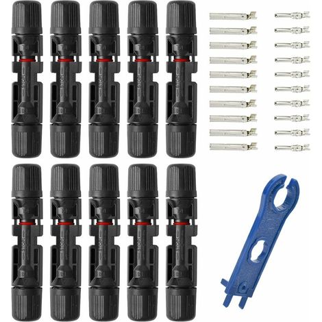 10 Paar Photovoltaik-Solar-Anschlusskabel PV-Stecker-Buchse mit wasserdichtem IP67-Schlüssel für Solarpanel-Kabelzubehör (1/5)