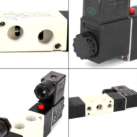 Électrovanne encapsulée à trois positions et cinq voies, à double bobine, 4V230-08C, 12 V CC, 1/4'' (1/5)