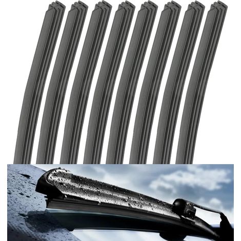 8PCS Essuie-glaces de Voiture,Essuie Glace,Caoutchouc D'essuie Glace de Rechange,Lames D'Essuie-Glace De Rechange En Caoutchouc,Convient aux Voitures,Caravanes,Camions,etc (8PCS) (1/5)