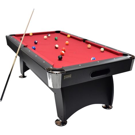 NORTH Gardone Table de billard Noir/Rouge 7FT + Tennis de Table (1/5)