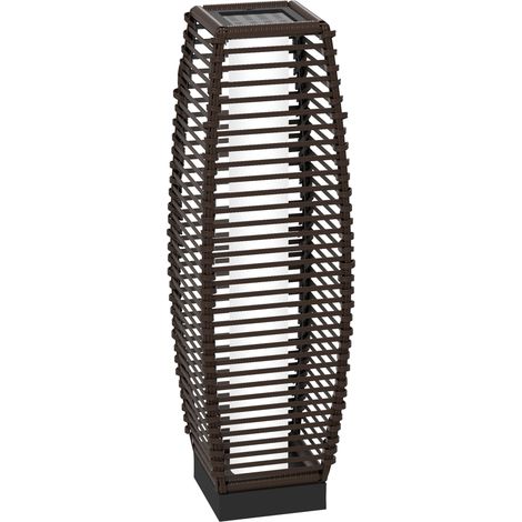 Outsunny Rattan Solar Floor Lamp,  68cm Tall Outdoor Garden Lantern Pathway Light & Decorative Lighting with Auto On/Off LED Lights, IP44, for Porch, Yard, Courtyard, Deck, Brown (1/5)
