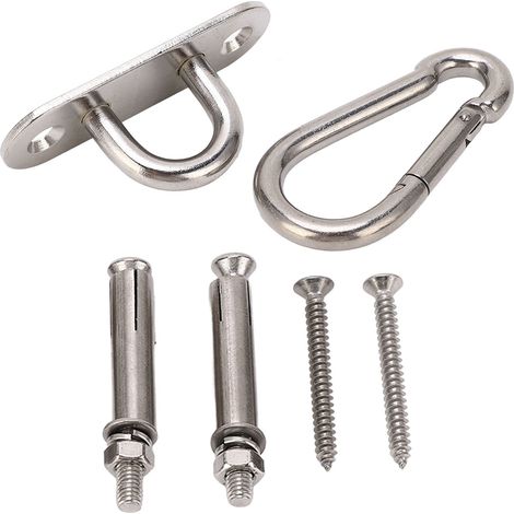 Crochets de plafond, crochets de suspension en acier inoxydable pour balançoire, kit de quincaillerie, crochets de fixation en forme de U, adaptés aux hamacs de yoga, aux chaises et aux sacs de sable. (1/5)