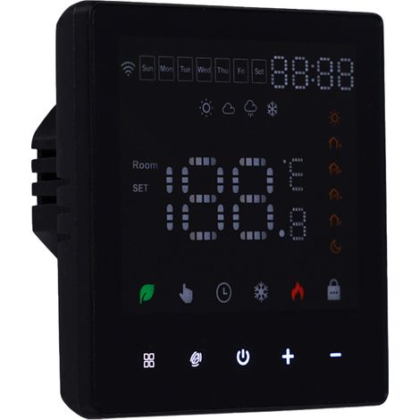 Termostato WIFI Touch Protocollo WIFI 2.4G TUYA, Smart Life Quadrata Compatibile Con Scatola 502 Riscaldamento Caldaia a Gas Riscaldamento Pavimento Con Acqua Nero 3A 100-250V IP20