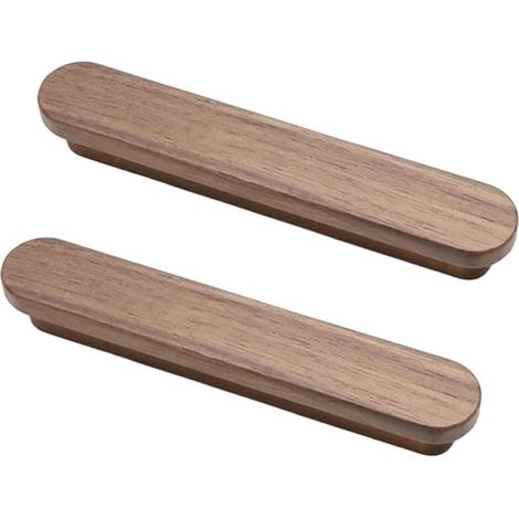 2 pièces Poignées de meuble en bois de noyer - Poignées de tiroir en bois naturel classique, poignées décoratives antiques pour meubles, cuisine, commode, garde-robe, porte, bureau (distance 128mm) (1/5)
