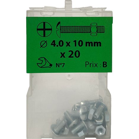 20 boulons poêlier 4 x 10mm zingué - Viswood