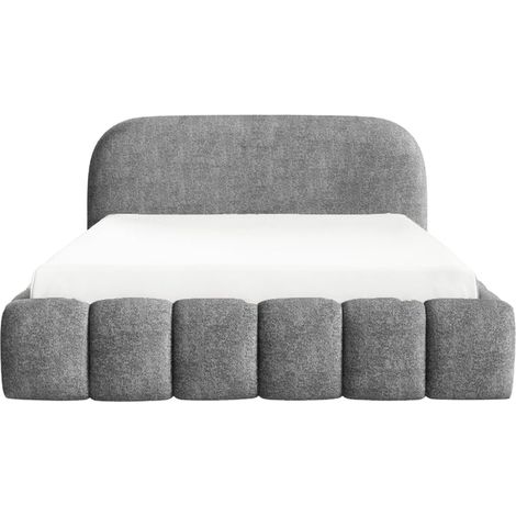 MARGOT - Lit coffre tissu texturé 140x200cm Gris foncé (1/5)
