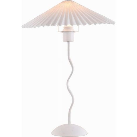 TrAdE Shop Traesio - Lume In Metallo Bianco Moderno Abat Jour E27 Lampada Tavolo Con Interruttore D25 - (1/4)