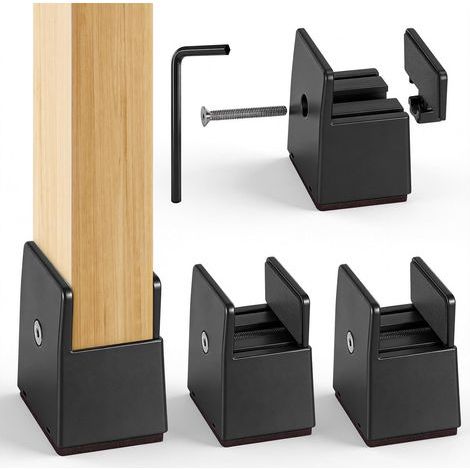 Möbelfüße, 5 cm hoch, verstellbare Bettbeine, Breite von 10 bis 37 mm, robuste und rutschfeste Bettbeine für Erwachsene, Tragkraft 500 kg, für Sofa, Tisch, Stuhl (Schwarz) (1/5)