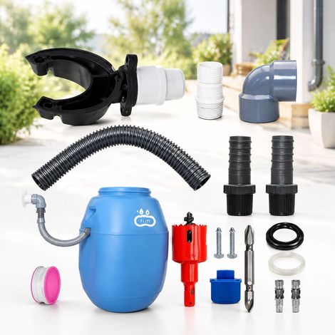 Récupérateur d'eau de pluie pour descente de gouttière Ø 70-110mm – Kit complet avec tuyau 50cm en PVC et caoutchouc – Installation rapide (1/5)