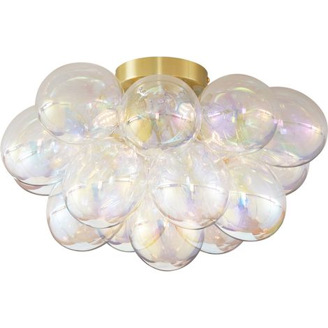 Design Deckenleuchte Messing mit Regenbogenglas 4-flammig - Uvas