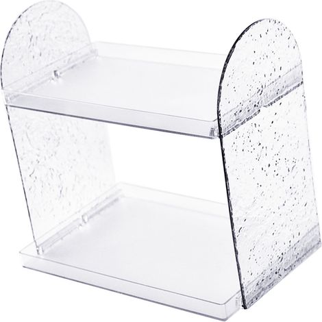 Organiseur de bureau à 2 niveaux, support de rangement double couche transparent pour fournitures de bureau et cosmétiques (couleur transparente). (1/5)