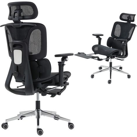 Chaise Bureau Ergonomique avec Accoudoirs 6D, Appui-Tête et Profondeur d'Assise Réglables, 67 x 71 x 133 cm, Noir (1/5)