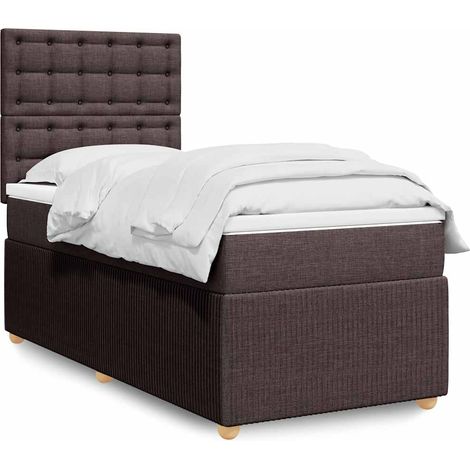 Boxspringbett mit Matratze Dunkelbraun 90x200 cm Stoff