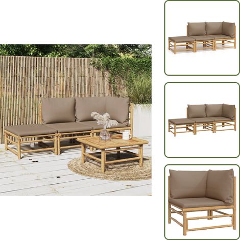 Salon de jardin 3 pcs avec coussins taupe bambou - Salon De Jardin - Mobilier De Jardin - Ensemble De Salon - Ensemble De Meubles De Jardin - Bamboos (1/5)