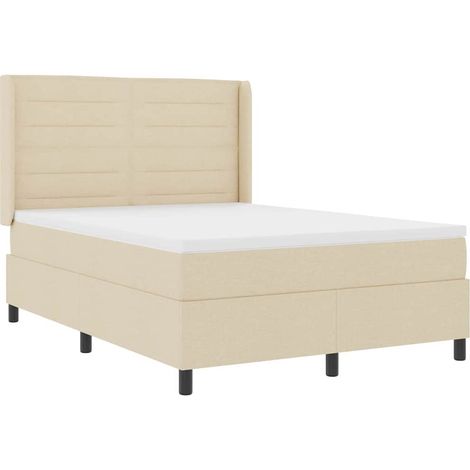 Maison Exclusive - Lit à ressort LED avec matelas Crème 140 x 190 cm tissu (1/5)