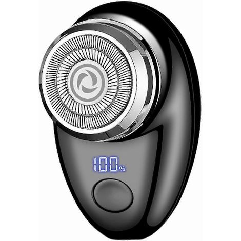 Elektrischer Herrenrasierer mit Digitalanzeige, USB-aufladbar, Mini-Reiserasierer, tragbar, kabellos-Black (1/5)
