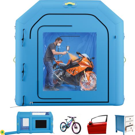VEVOR Cabine de Peinture Gonflable 4x2,5x2,5 m avec Souffleur de 750 W Bleu, Tente de Pulverisation Portable avec Grand Filtre en Coton, Ideale pour Velos, Motos et Petits Meubles (1/5)