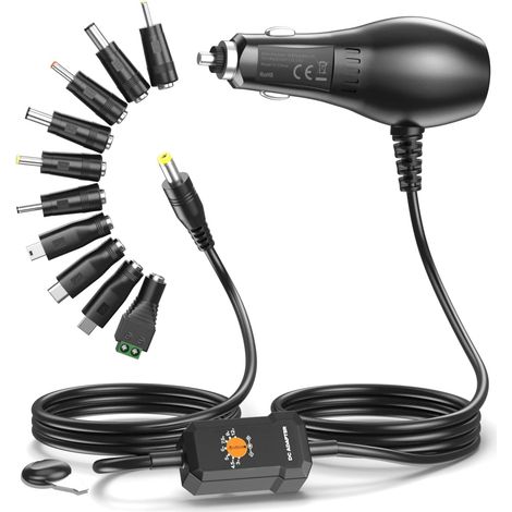 34W Chargeur Voiture Multi Embout 3V 5V 9V 12V 2A + Prise Port USB 5V 2A, Allume Cigare USB C Adaptateur Universel pour Téléphone Tablette Lecteur DVD GPS Caméra LED (1/5)
