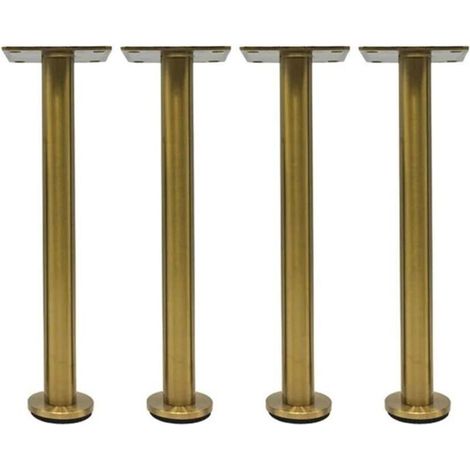 Pieds de canapé réglables en acier inoxydable de 25 cm, pieds d'armoire en métal avec support noir, lot de 4 pieds pour meubles (1/4)
