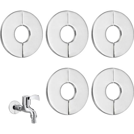 5 Pièces Rosace Mitigeur Douche,cache-trous de valve autocollants en acier inoxydable,23mm Rosace Robinet Pour Robinets De Douche,Robinet Cuisine Salle De Bain (1/5)