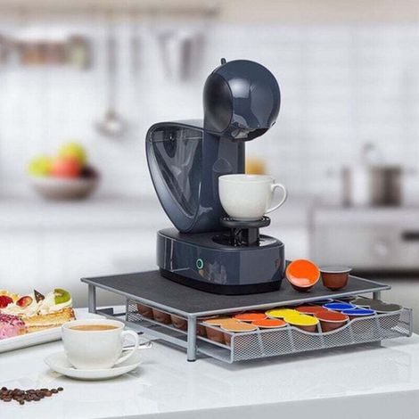 Tiroirs à Capsules de Café 36 Pièces, Distributeur Moderne Support de Rangement Capsule pour Machine à Café avec Organisateur de Dosettes, Gris