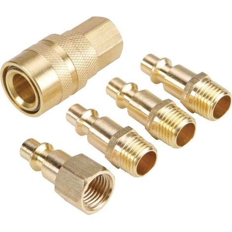 1/4-Zoll-NPT-Pneumatik-Anschlussset, fünfteilig, mit Schnellkupplung, aus massivem Messing