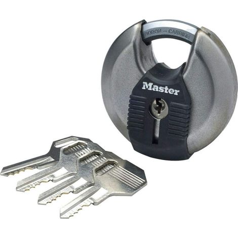Cadenas rond [A Clé] [Acier Inoxydable] [Extérieur] M40EURD - Idéal pour les espaces de rangement, les Remises, les Garages, les Remorques (1/5)