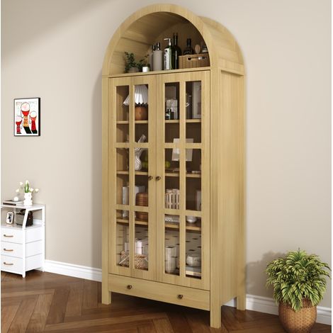 Vitrina de arco de pie en MDF con puertas de acrílico y cajón, 75 x 35 x 170,5 cm (1/5)