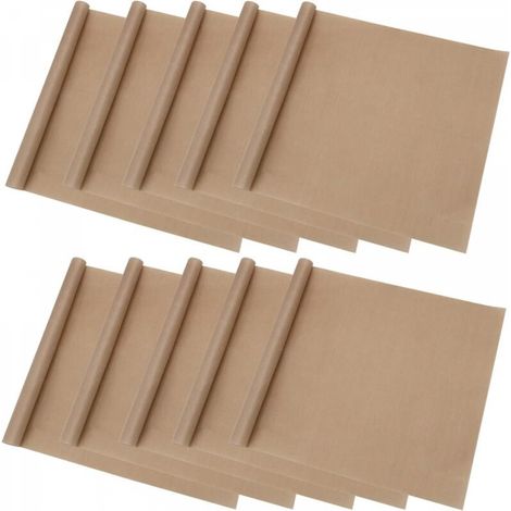 Lot de 10 plaques de cuisson en téflon, doublure de four antiadhésive réutilisable 30 x 40 cm pour cuisson au barbecue, transfert de chaleur, résistance à la chaleur jusqu'à 270 °C. (1/5)