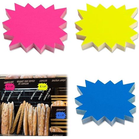 GDHZS- 150 étiquettes prix fluo en étoile, 3 couleurs, pour supermarché, marché légumes, centre commercial (1/4)