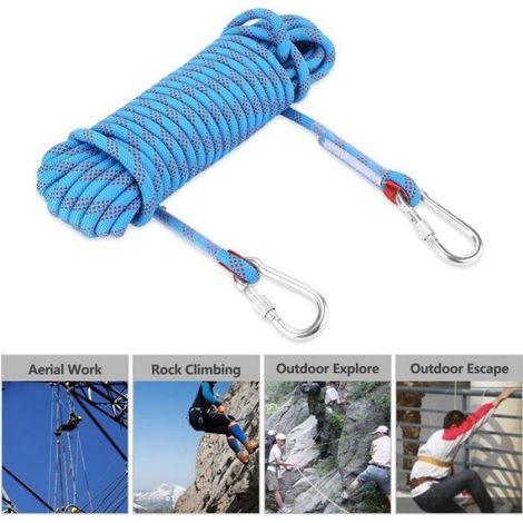 Corde escalade 10m – Nylon anti-déchirures 12mm – Résistance 21 kN pour alpinisme et sauvetage – Construction double tresse (1/5)