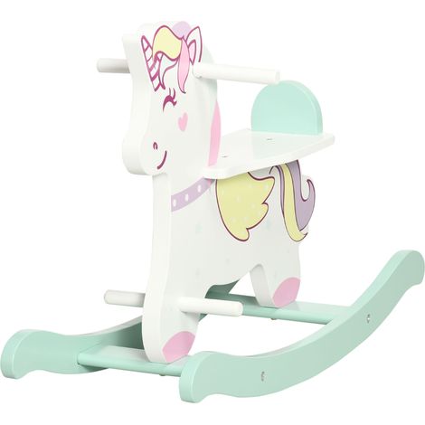 Cheval à bascule 1-3 ans avec poignées dossier pédales MDF 68x27x47.5 cm multicolore