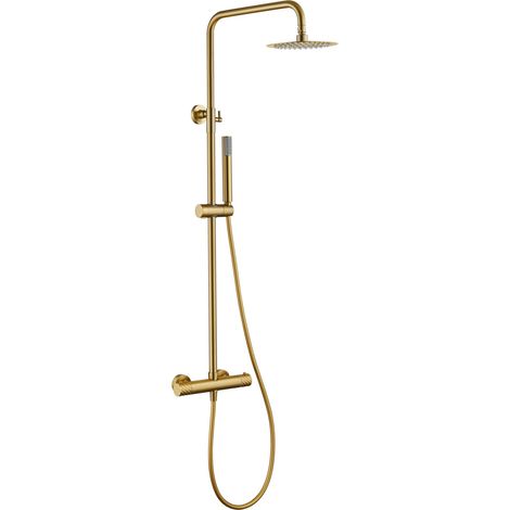 Ensemble douche thermostatique Bless finition or brossé [ IMEX® ] (1/2)