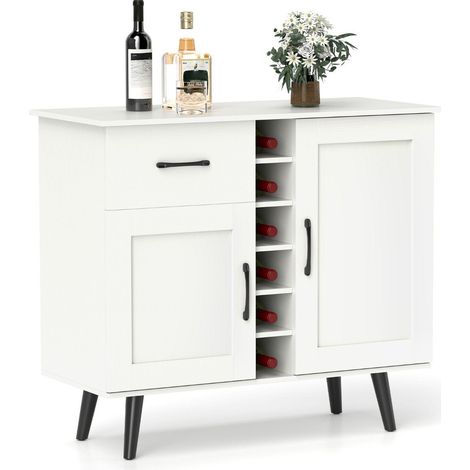 Credenza con portabottiglie e cassetto per 6 bottiglie e moderno mobile bar per vino a 2 ante bianco 88306668 88306668 88306668 88306668 88306668 88306668 88306668 88306668 88306668 88306668 88306668