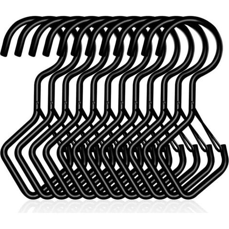 12 Stück S-Haken mit Schlaufe, 101 mm S-Haken, robuster Metallhaken, multifunktionaler Haken, für Küche, Bad, Schlafzimmer und Büro (Schwarz)