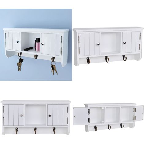 Armoire murale pour clés et bijoux avec portes et crochets - Armoire Murale - Meuble Rangement - Armoire Clés - Organisation Intérieur - Rangement Bijoux - Home & Living (1/5)