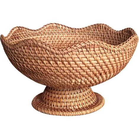 Cesta alta y decorativa de ratán marrón para la encimera de la cocina, para colocar sobre una bandeja de fruta. (1/5)
