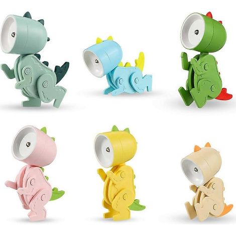 Six mini lampes de bureau LED en forme de dinosaure, supports de téléphone mignons et compacts, lampes de lecture/veilleuses portables, adaptées aux enfants. (1/5)