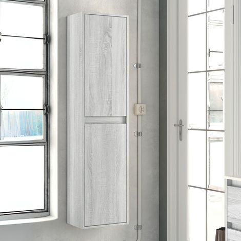 Colonna bagno Bolton 35x30.5x150 cm. 2 ante reversibili colore rovere grigio ghiaccio