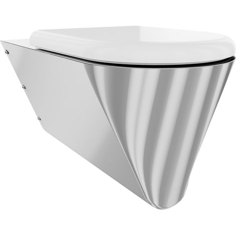 KWC AR T-WC, CAMPUS, Edelstahl, wandhängend,  360x407x700 mm, Sitz weiß, barrierefrei