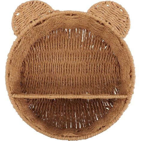 Étagère Murale en Rotin Tressé Organisateur Mural Suspendu Panier de Rangement Tissé pour Salon Balcon et Jardin Support Léger et Décoratif (1/5)