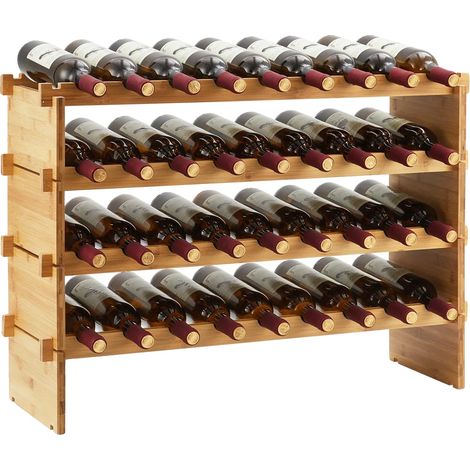 Cave à vin, Design modulaire, Construction en bambou durable, 4 Niveaux 36 Bouteilles (1/2)