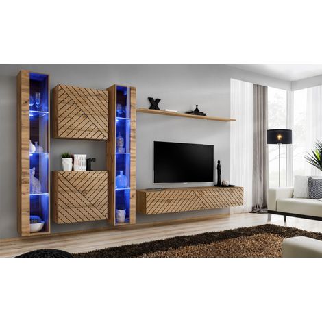 Ensemble de 6 meubles muraux "Switch XVI" pour TV en bois - Beige - L 330 x H 180 x P 40 cm - Livraison gratuite