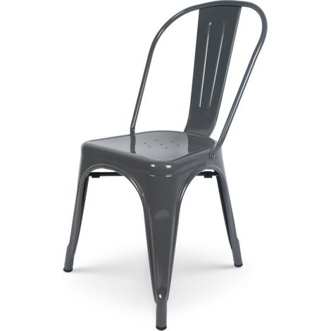 Dunkelgrauer Metallstuhl mit Glanzeffekt - Industrial Style