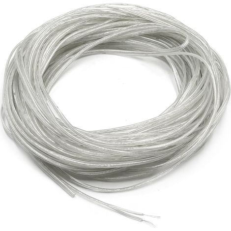 20M Transparent Electric Wire 2 Core Transparent Flexible Electric Cable 28AWG Flat PVC Electrical Wire Diameter 1.6×3.2mm For Small Household Appliances Low Consumption (1/5)