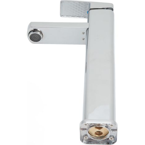 Robinet de lavabo carré en acier inoxydable chromé monotrou, mitigeur facial pour salle de bain, eau chaude et froide. (1/5)