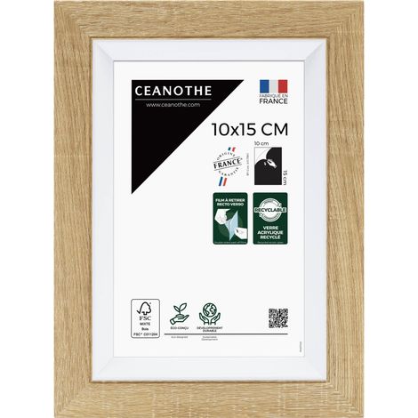 Cadre Photo Brut et Blanc - Cadre pour Photo 10x15 cm et 15x10 cm convient au A6 et Carte Postale – Fabriqué en France – Cadre Photo Actual Brut Blanc - Verre acrylique Incassable (1/5)