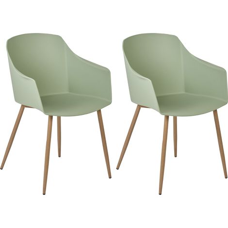 Set di 2 sedie minimaliste in plastica verde chiaro Fonda II