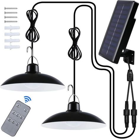 Lampe Solaire Extérieur - Double Tête - IP65 Étanche - Télécommande - Noir - Contemporain - Énergie Solaire (1/4)